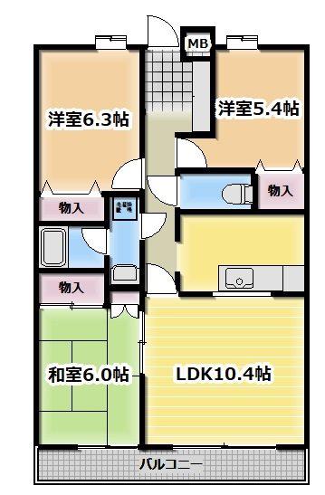NR豊島園(3LDK/4階)の間取り写真