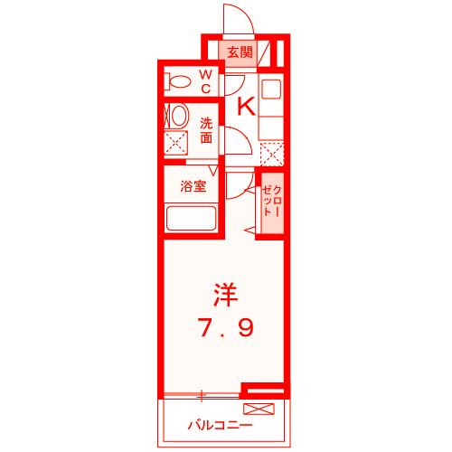 サンリットウエストJ(1K/3階)の間取り写真
