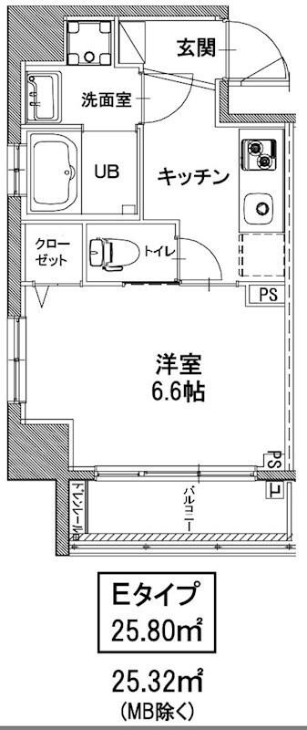 ル・プラターヌ(1K/6階)の間取り写真