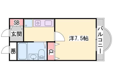 カレッジハイツ(1K/2階)の間取り写真
