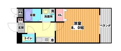 ベルクレール緑地公園(1K/1階)の間取り写真