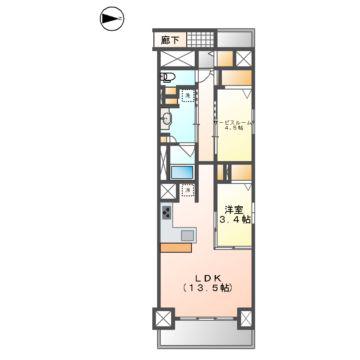 プレサンス ロジェ 栄三丁目(1SLDK/4階)の間取り写真