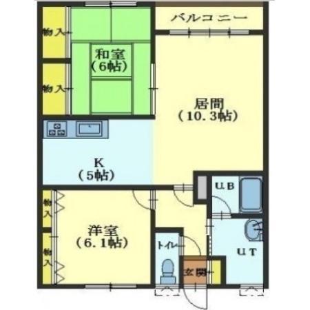 マンションエンドレス(2LDK/1階)の間取り写真