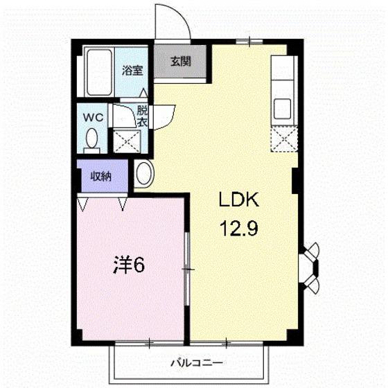 ニューシティしみず2(1LDK/1階)の間取り写真