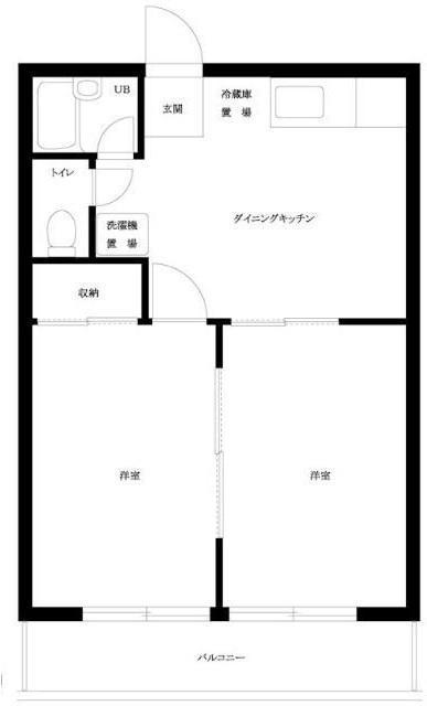ヴィレッジニコス(2DK/1階)の間取り写真