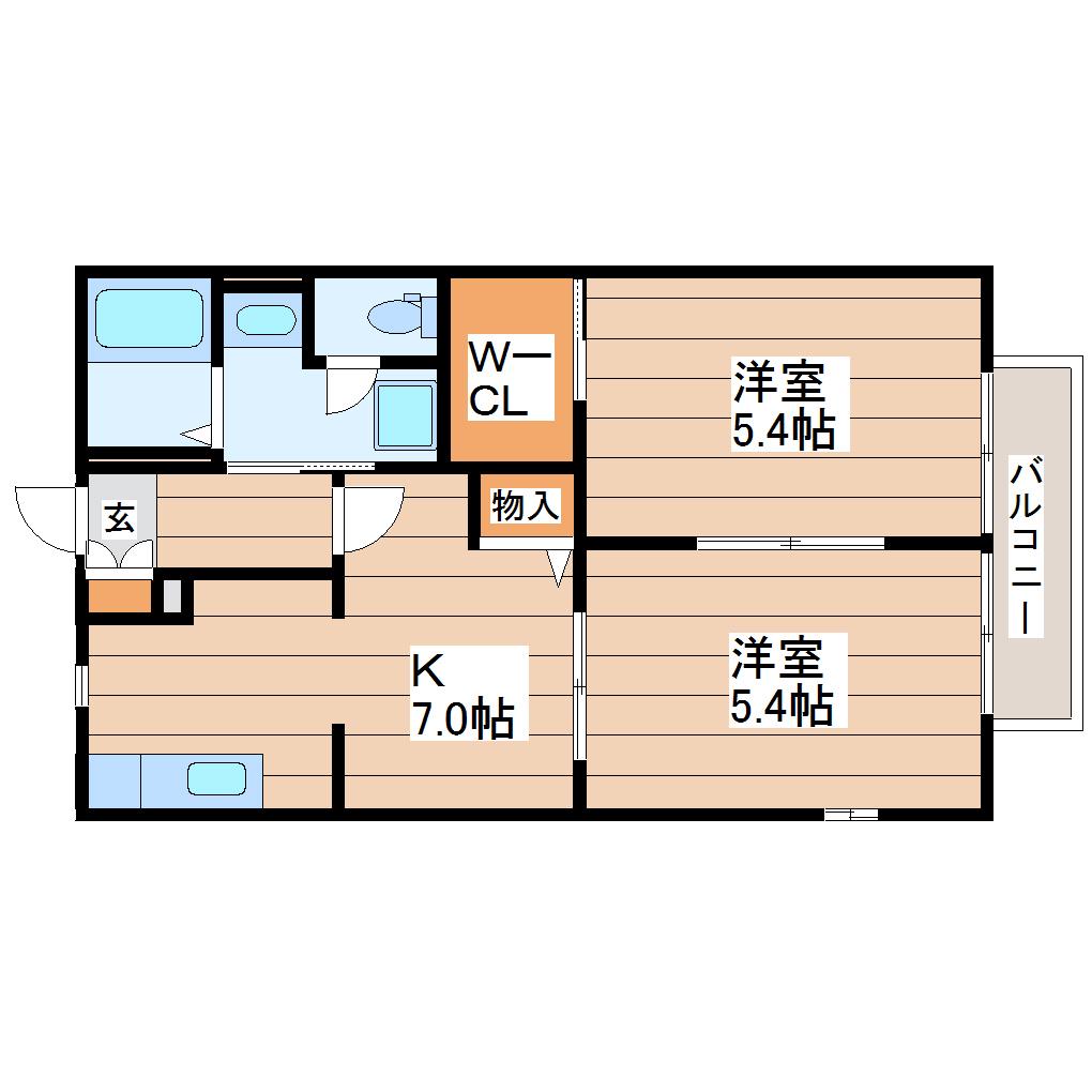 ラフィーネ中山(2DK/1階)の間取り写真