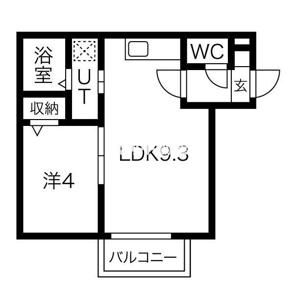 LA VITA二日市駅前III(1LDK/1階)の間取り写真