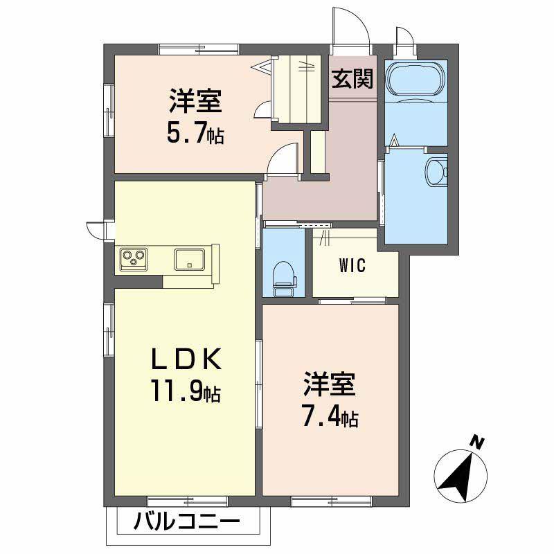 メゾンSOWACA A棟(2LDK/2階)の間取り写真
