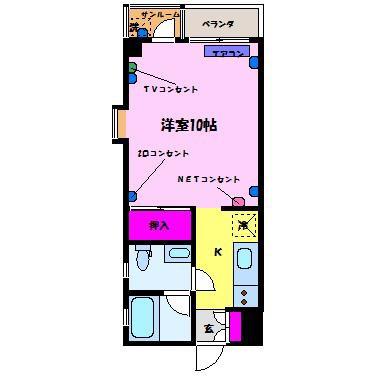 リブ神通(1K/2階)の間取り写真