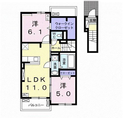 メゾンタカラI(2LDK/2階)の間取り写真