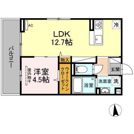 アバント(1LDK/3階)の間取り写真