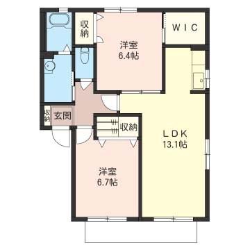 メゾンドクレセール(2LDK/2階)の間取り写真