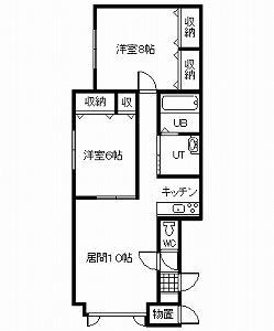 カラーズB(2LDK/2階)の間取り写真