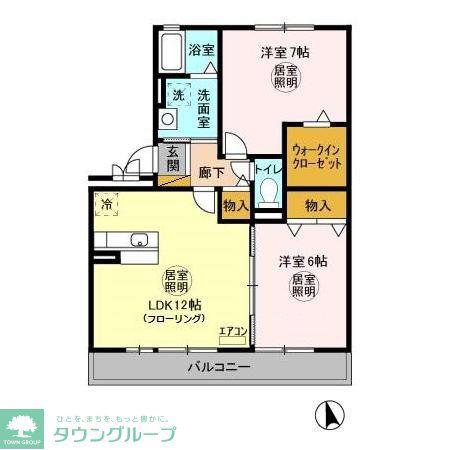 ヒルサイドコート参番館(2LDK/2階)の間取り写真
