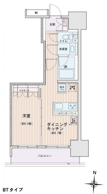 エスティメゾン錦糸町II(1LDK/11階)の間取り写真