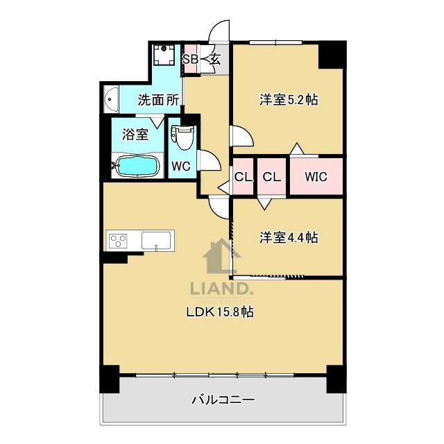 エルグランド博多の杜(2LDK/3階)の間取り写真