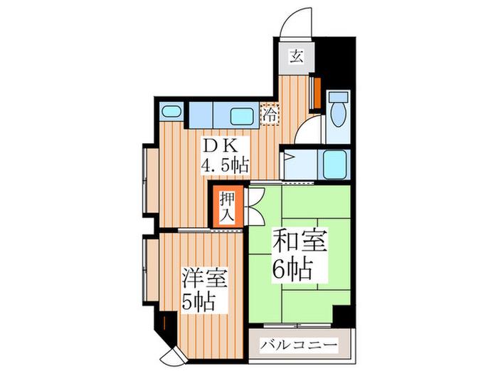 ハイム玉井(2DK/2階)の間取り写真