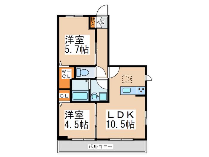 ソフィアさつき(2LDK/2階)の間取り写真