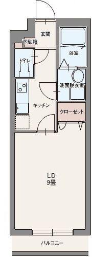 アロッジオ淵野辺Ⅰ(1K/2階)の間取り写真