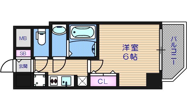 W-STYLE難波(1K/10階)の間取り写真