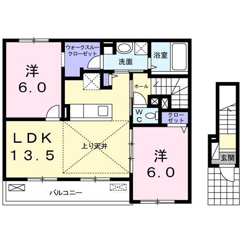 エスポワール(2LDK/2階)の間取り写真