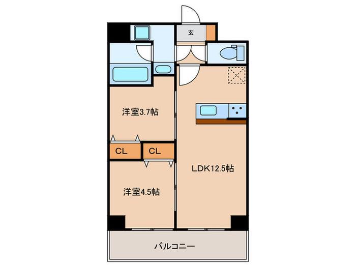 エフパルク高宮II(2LDK/8階)の間取り写真