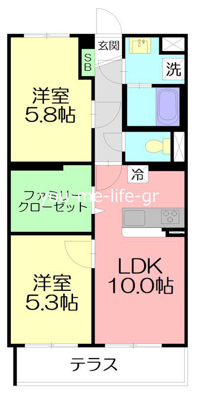ジュヌ・プリーモ(2LDK/4階)の間取り写真