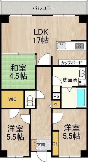 PHOENIX COURT 交野I(3LDK/3階)の間取り写真