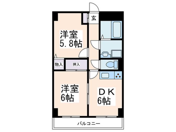 第3天照マンション(2DK/3階)の間取り写真