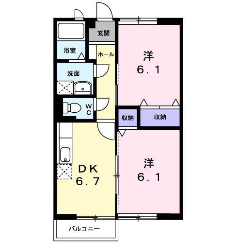 ラフィーネ木下(2DK/1階)の間取り写真