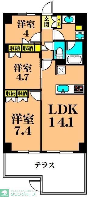 フレンシア洗足池(2SLDK/1階)の間取り写真