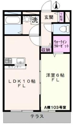 アビデヴェール志木 A棟(1LDK/1階)の間取り写真