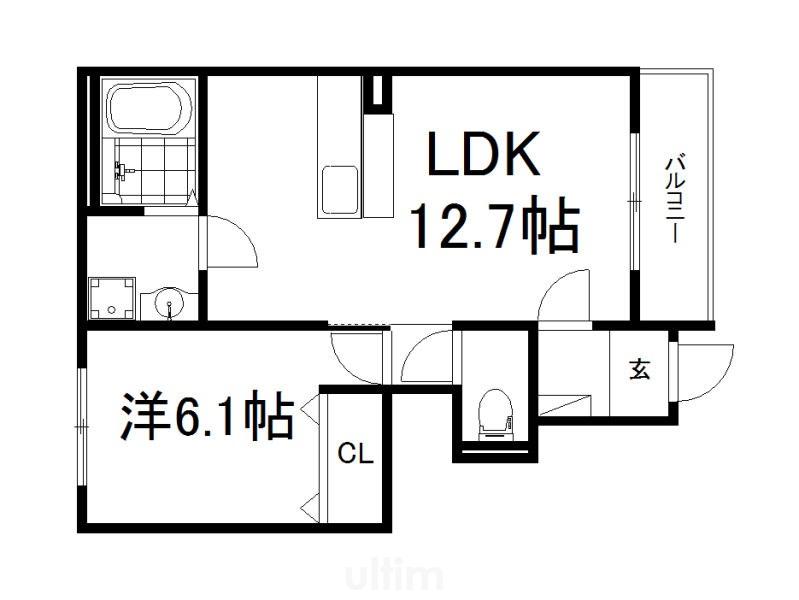 KIFER(1LDK/1階)の間取り写真