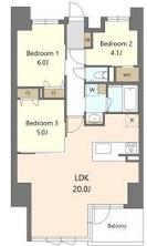 S-RESIDENCE谷町六丁目ALO(3LDK/2階)の間取り写真