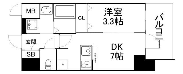 LUMINOUS天王寺舟橋(1DK/2階)の間取り写真