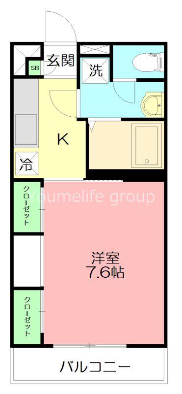 リブリ・厚木旭町(1K/2階)の間取り写真