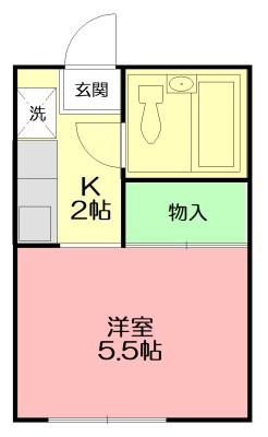 ホワイトハイツ東海大(1K/2階)の間取り写真