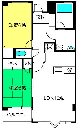 ディアコート壱番館(2LDK/2階)の間取り写真