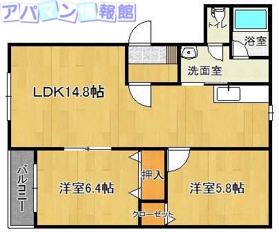 DEMAIN(2LDK/1階)の間取り写真