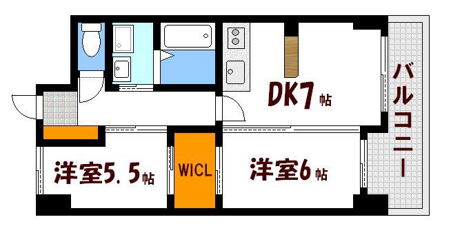 アティール観音(2DK/9階)の間取り写真