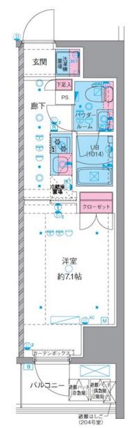 ジェノヴィア横浜石川町(1K/3階)の間取り写真