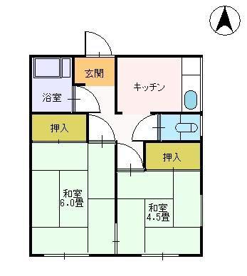 杉山アパート(2K/1階)の間取り写真