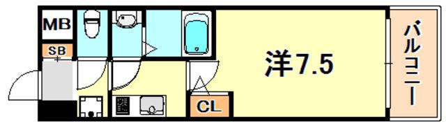 サムティ神戸BENIR(1K/12階)の間取り写真