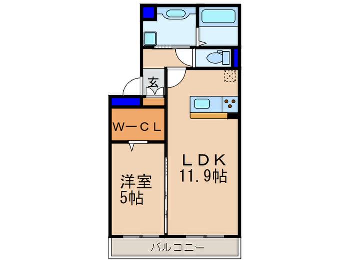 ヴィラ・グレイスグリーン(1LDK/2階)の間取り写真