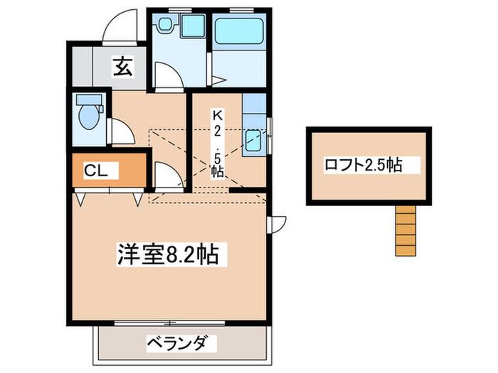 ＪＲ相模線 香川駅(神奈川) 徒歩4分 2階建 築21年(1K/2階)の間取り写真