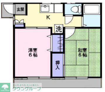 野島ハイツ(2K/1階)の間取り写真