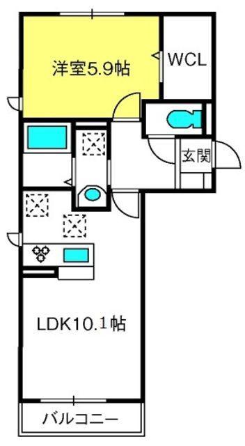 エクシー大宮(1LDK/3階)の間取り写真