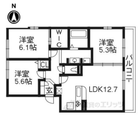 リバーフロント鴨川(3LDK/1階)の間取り写真