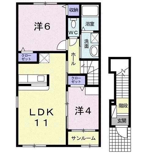 シェーネーアゼリア II(2LDK/2階)の間取り写真