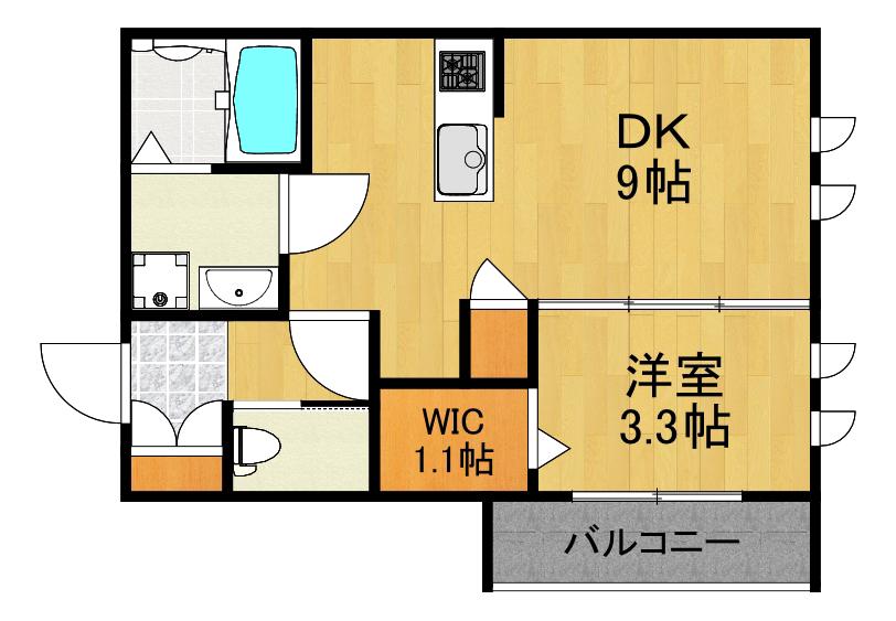 BLANC(1DK/2階)の間取り写真